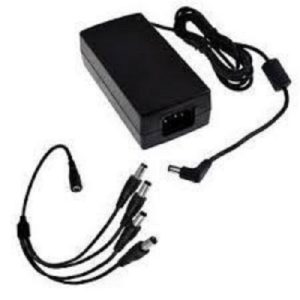 SAXXON PSU1204EPAQ2 - Paquete de Fuente de Poder Regulada de 12 Vcc 4.1 Amperes + Divisor para 4 Camaras/ Color Negro