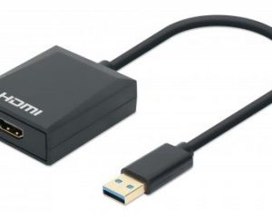 153690 Convertidor USB 3.2 Gen 1 Tipo-A Macho a HDMI Hembra, 1080p 60Hz, Negro
