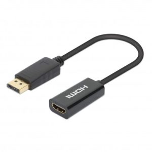 153713 Adaptador  DisplayPort macho a HDMI hembra con dongle, negro Resoluciones de hasta Ultra Alta Definición (UHD) 4K 60Hz