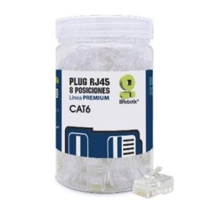Plug RJ45 CAT6, Multifilar, Modular, UTP Sólido, Bote 100 piezas, Contactos con Baño de Oro a 30 micras, 263861 BROBOTIX