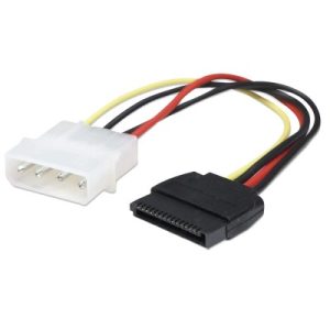 342766 Cable de Energía SATA, Convierte una conexiónde alimentación Mólex de 4 pines a una de 15 pines SATA.