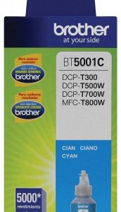 Botella de tinta Brother BT5001C cian, rendimiento aproximado 5,000 páginas, compatible con DCPT220, DCPT520DW, DCPT720DW, MFCT920DW