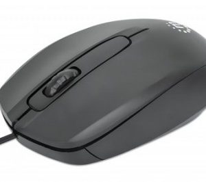 190190 Mouse USB óptico con cable, tres botones con rueda de desplazamiento, 1000 ppp, ambidiestro, cable de 1 m, negro, 3 años de Garantia.
