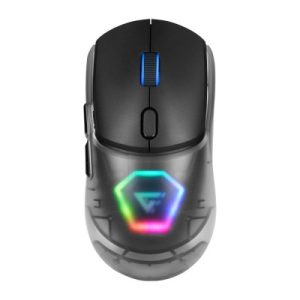 MOUSE GAME FACTOR MOW700 INALÁMBRICO, CARCASAS INTERCAMBIABLES, 2.4G+BT, PIXART 3395, 26,000 DPI, RGB, NEGRO