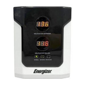 Regulador Energizer 2500VA/1500W (ERENRLB25VA). Rango 90-145VCA, fus. 15A, 2 contactos, LED. Ideal p/línea blanca. Cert. RoHS/NOM/CE. 2 años gtía.