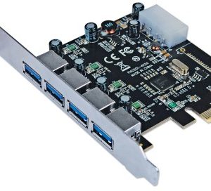 152891 Tarjeta PCI express USB 3.0 de 4 puertos, soporte de perfil estándar, añade cuatro puertos alineados SuperSpeed USB externos.