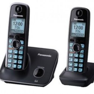 PANASONIC 2 Telefonos Inalambrico, Pantalla de 1.8, Ecualizador, Alarma, bloqueo de llamadas, Altavoz, negro