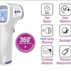 Termómetro Infrarrojo Modelo HG01, marca HI8US. A distancia detecta la temperatura humana por vía infrarrojo, funciona con baterías AA (No incluidas).